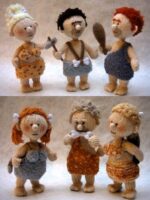 Knitted toys of neolithic men and women