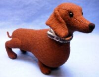 Knitted toy of a dachshund dog