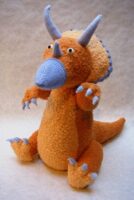 knitted toy of a Triceratops dinosaur