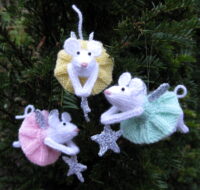 knitted toys of fairy mice christmas tree decorations