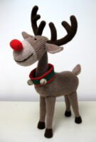 knitted toy of Rudolph the red nosed reindeer