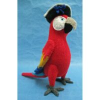 knitted toy of a parrot in a pirate hat